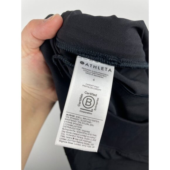 ATHLETA Cardiff Pants Straight Leg High Rise Black Tie Belt Waist Size 4 - Picture 8 of 8